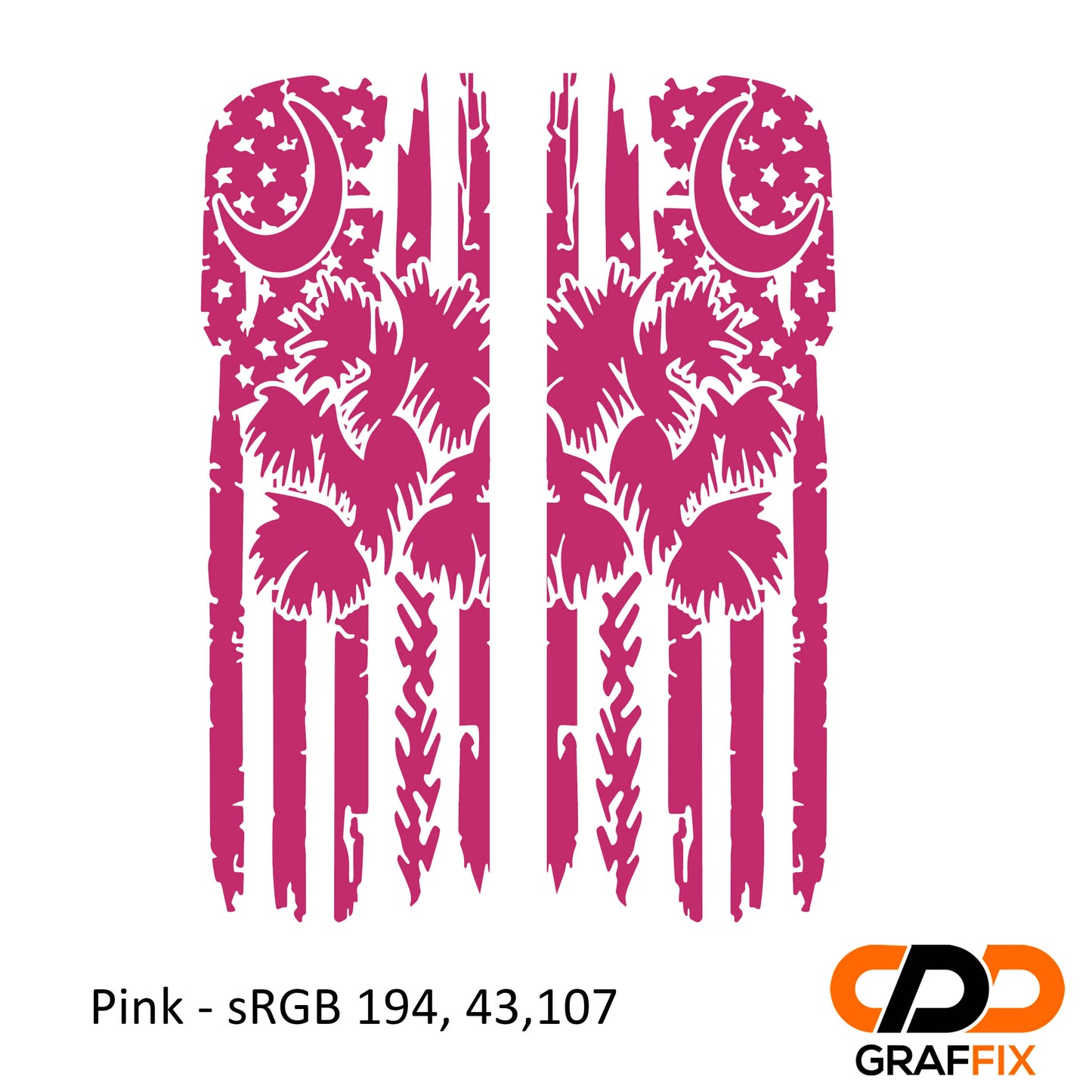 Tattered American Flag with Palmetto Crescent Moon Pattern Side Window Vinyl Decal Set - Fits Jeep Wrangler JL 2018+/Fits Jeep Gladiator JT 2020+