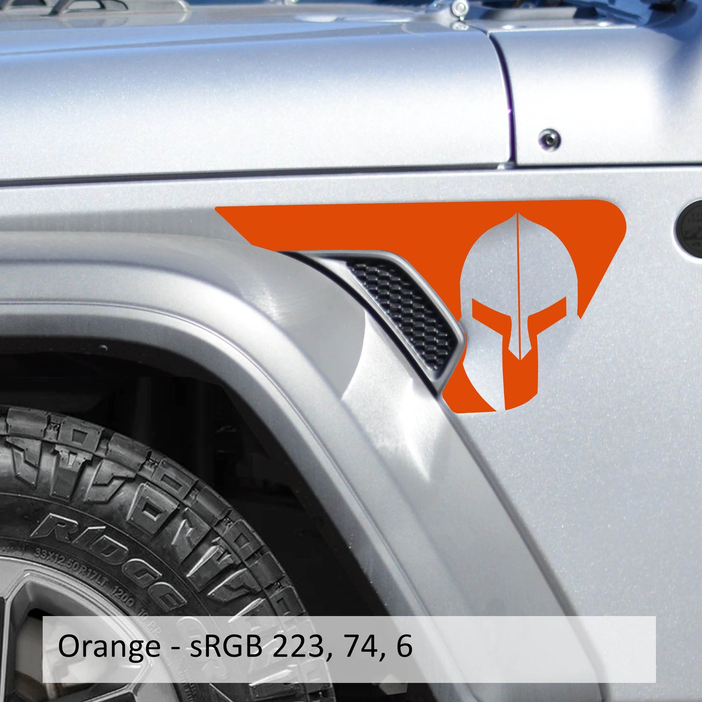Spartan Helmet Fender Vent Vinyl Transfer Decal - Fits Jeep Wrangler JL/Jeep Gladiator JT 2018+