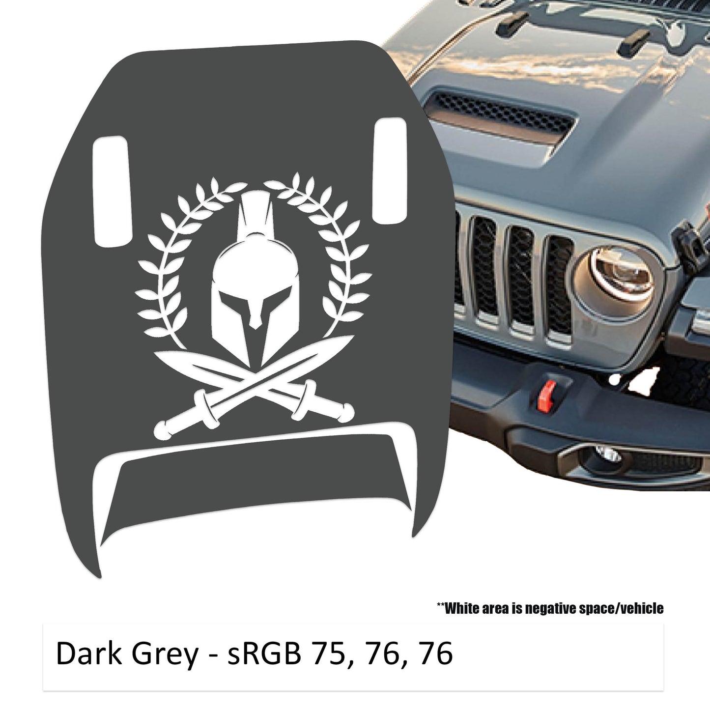 Spartan Laurel Wreath Clawed Foot Hood Decal - Fits 2018+ Wrangler JL 392 Gladiator JT Mojave