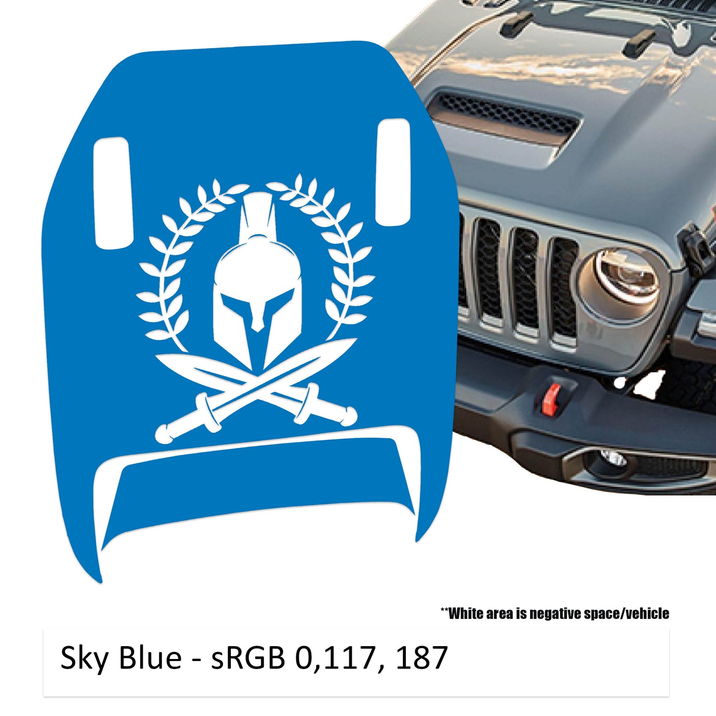 Spartan Laurel Wreath Clawed Foot Hood Decal - Fits 2018+ Wrangler JL 392 Gladiator JT Mojave