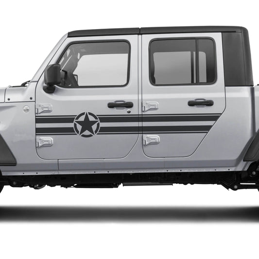 Star & Stripes Side Door Graphic Vinyl Decals - Fits Jeep Wrangler JLU 2018+/Fits Jeep Gladiator JT 2020+