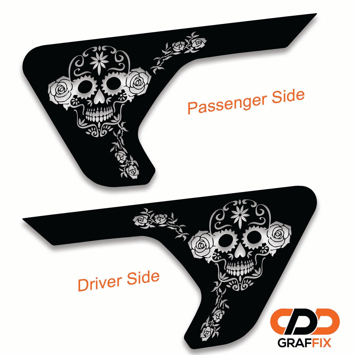 Dia de Los Muertos Sugar Skull 2pc Fender Vent Transfer Decals for 18+ Wrangler JL JLU Gladiator JT
