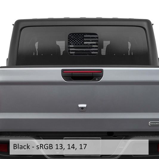 Distressed American Flag Vinyl Decal Sticker for Rear Slide Down Window for JT 2020+ Hard Top