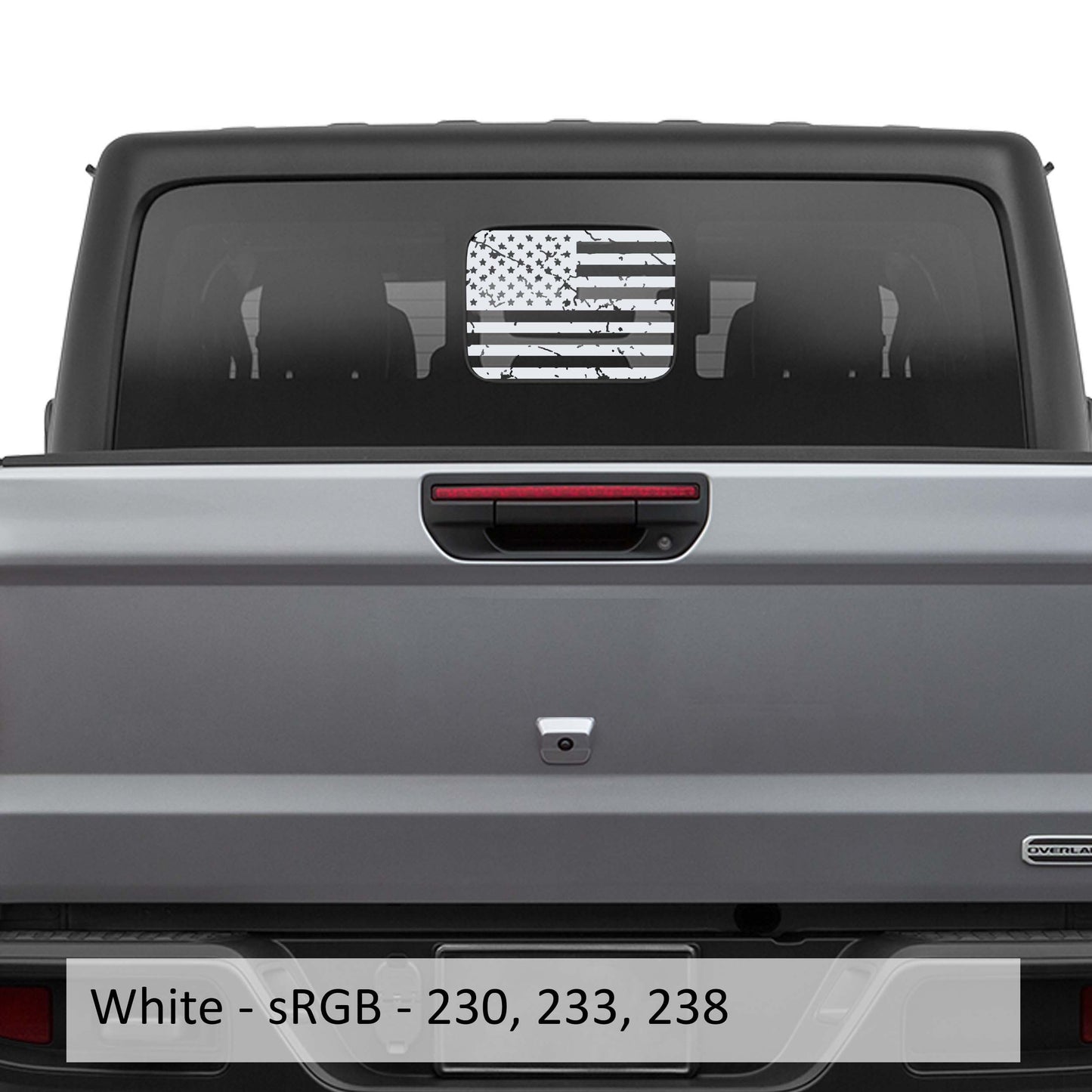 Distressed American Flag Vinyl Decal Sticker for Rear Slide Down Window for JT 2020+ Hard Top