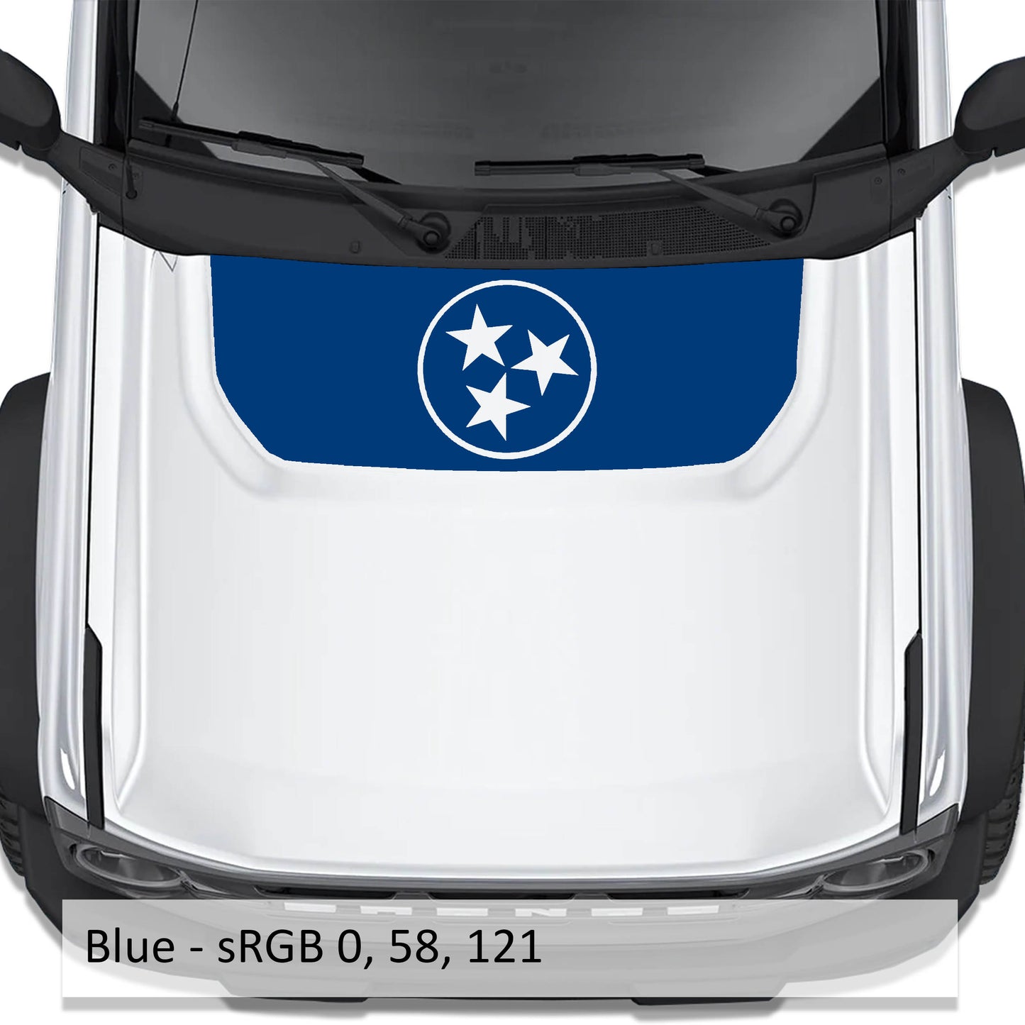 Tennessee Flag Blackout Hood Vinyl Decal Fits Ford Bronco 2021+