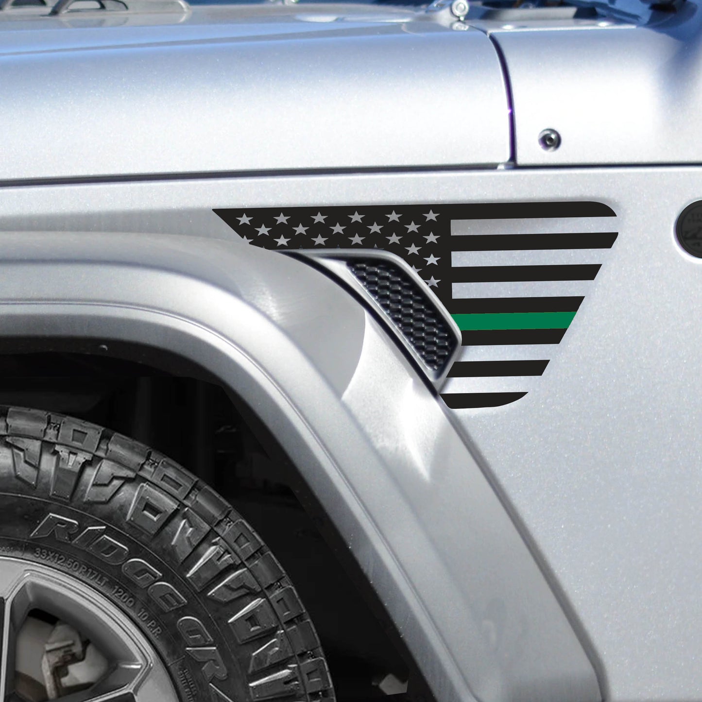 Thin Blue Line American Flag Fender Vent Vinyl Transfer Decal - Fits Jeep Wrangler JL/Jeep Gladiator JT 2018+