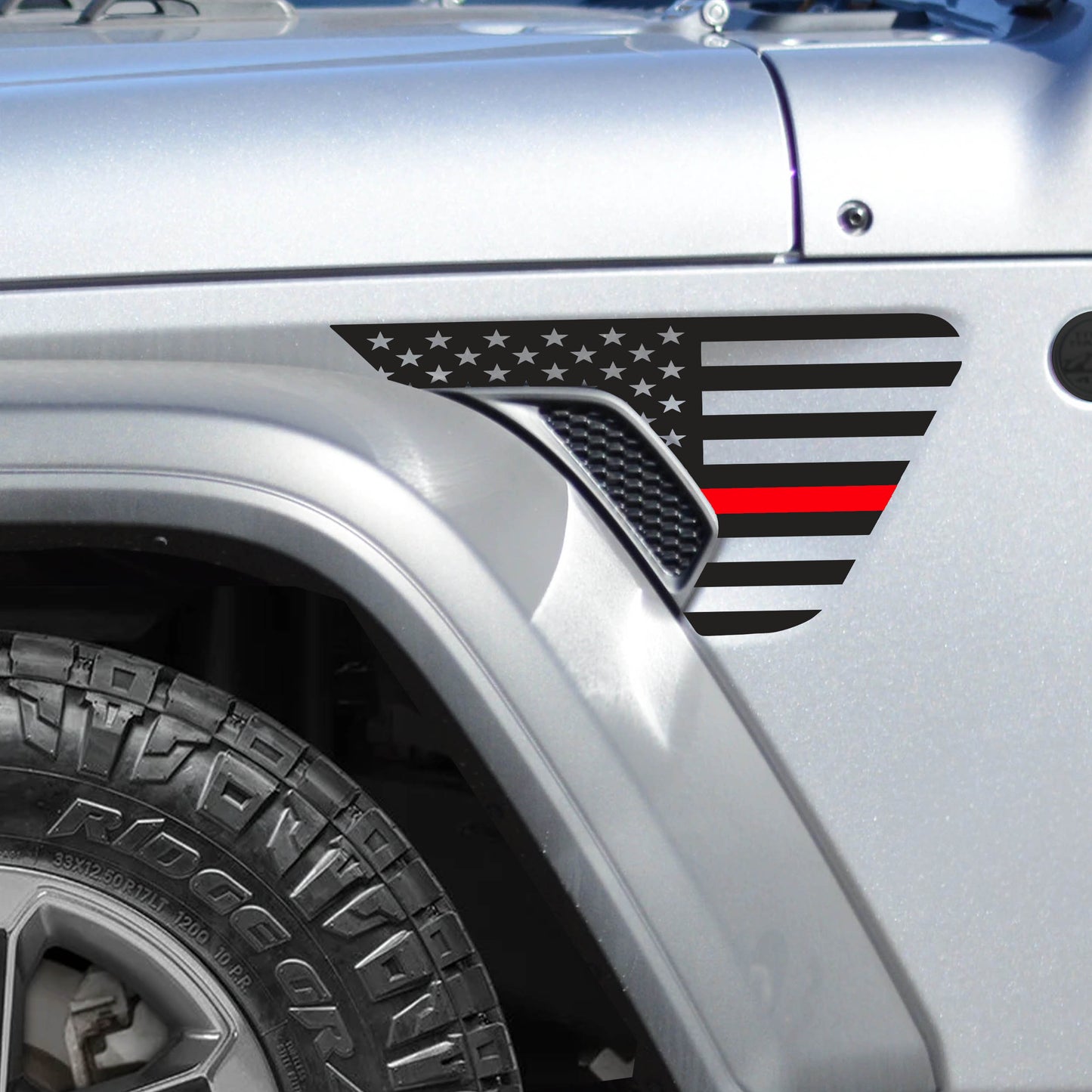 Thin Blue Line American Flag Fender Vent Vinyl Transfer Decal - Fits Jeep Wrangler JL/Jeep Gladiator JT 2018+