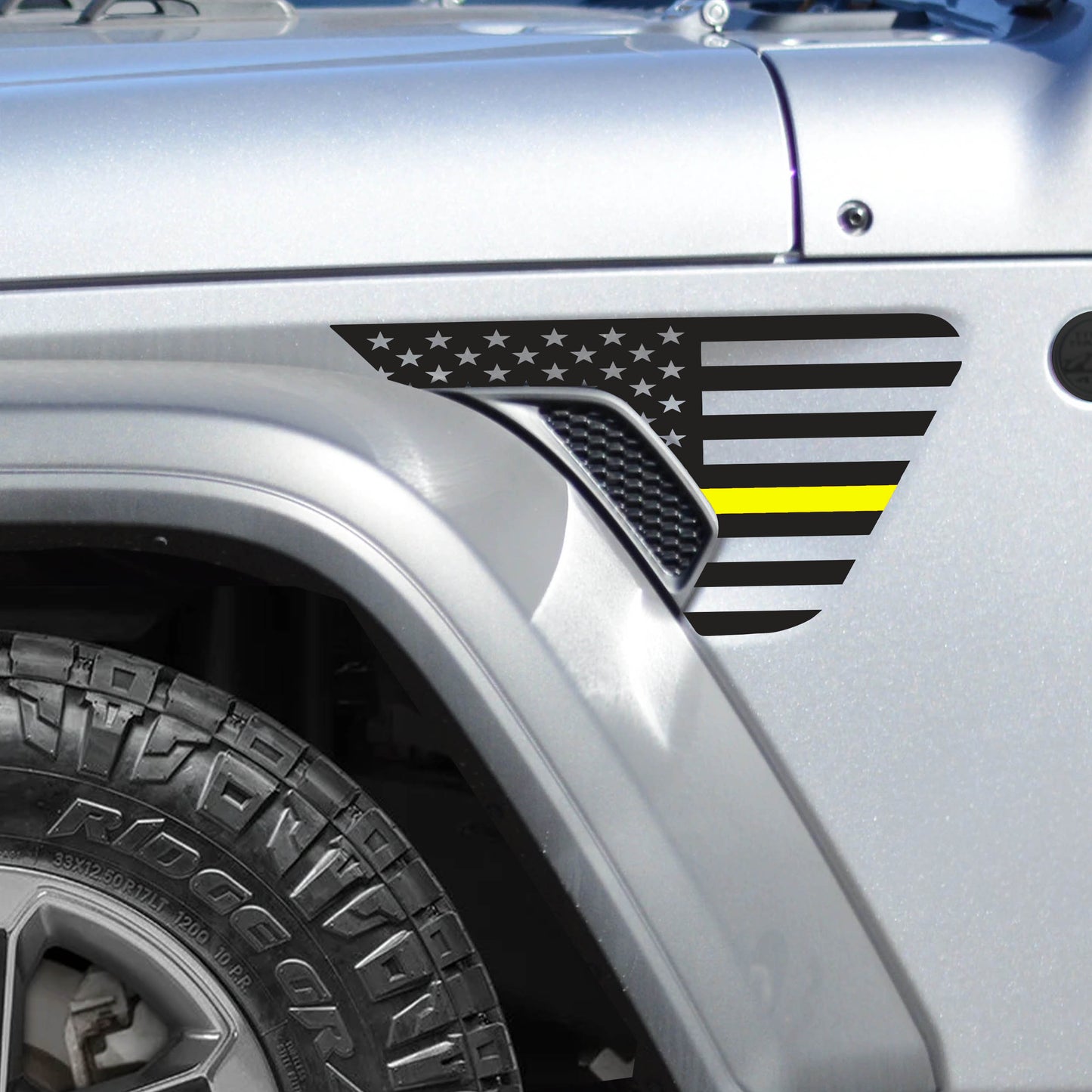 Thin Blue Line American Flag Fender Vent Vinyl Transfer Decal - Fits Jeep Wrangler JL/Jeep Gladiator JT 2018+