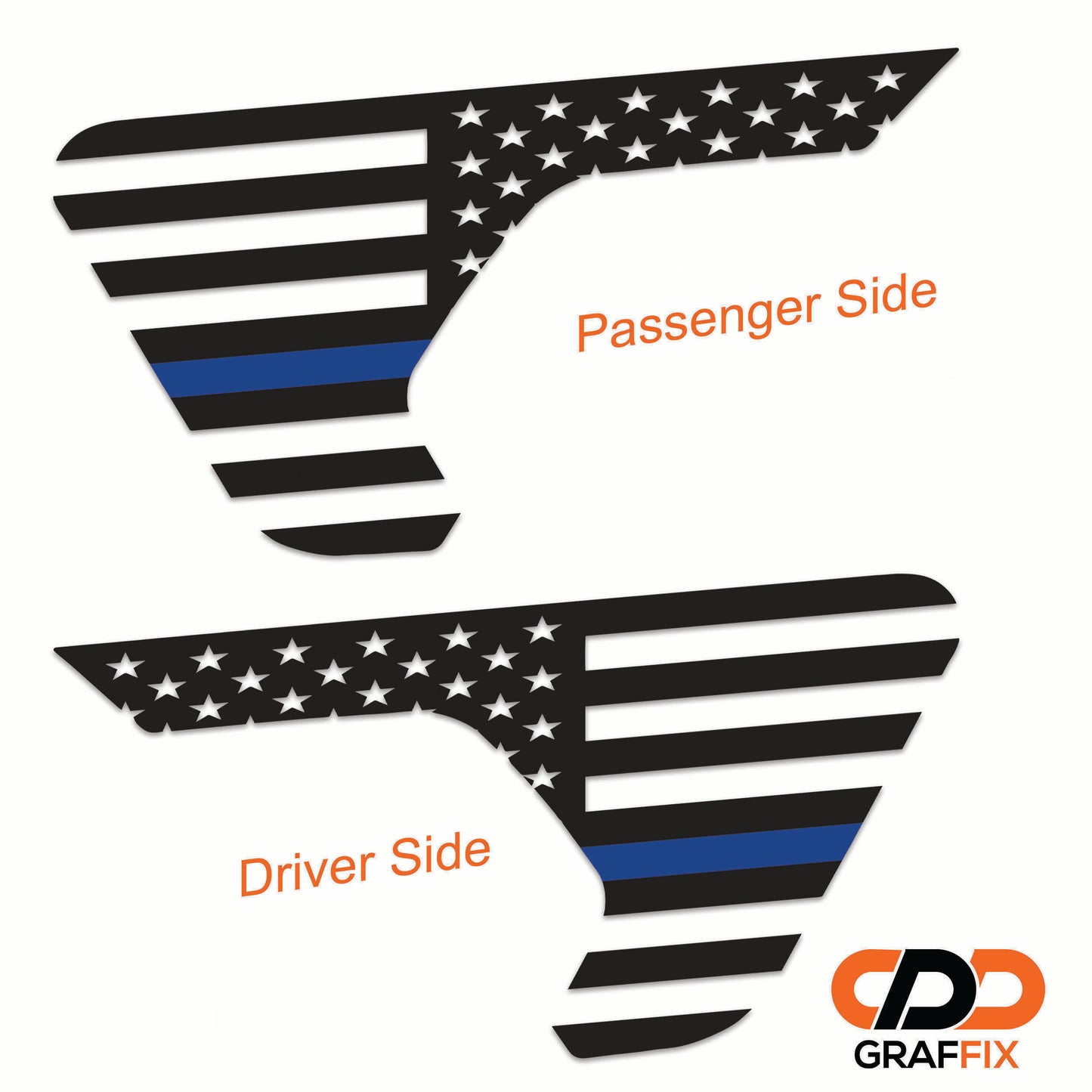 Thin Blue Line American Flag Fender Vent Vinyl Transfer Decal - Fits Jeep Wrangler JL/Jeep Gladiator JT 2018+