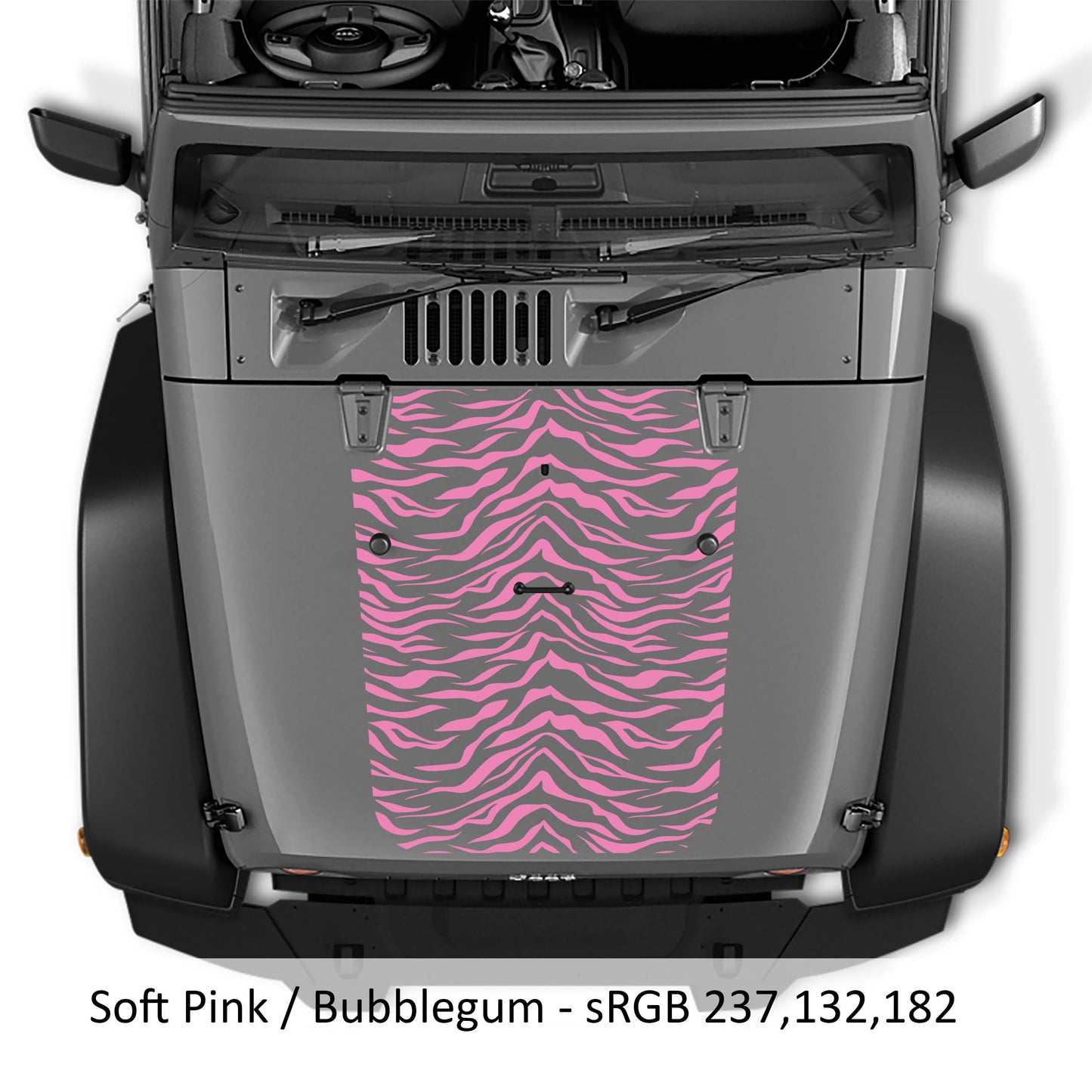 Tiger Print Blackout Vinyl Hood Decal - Fits 2007 - 2017 Jeep Wrangler JK/JKU Models