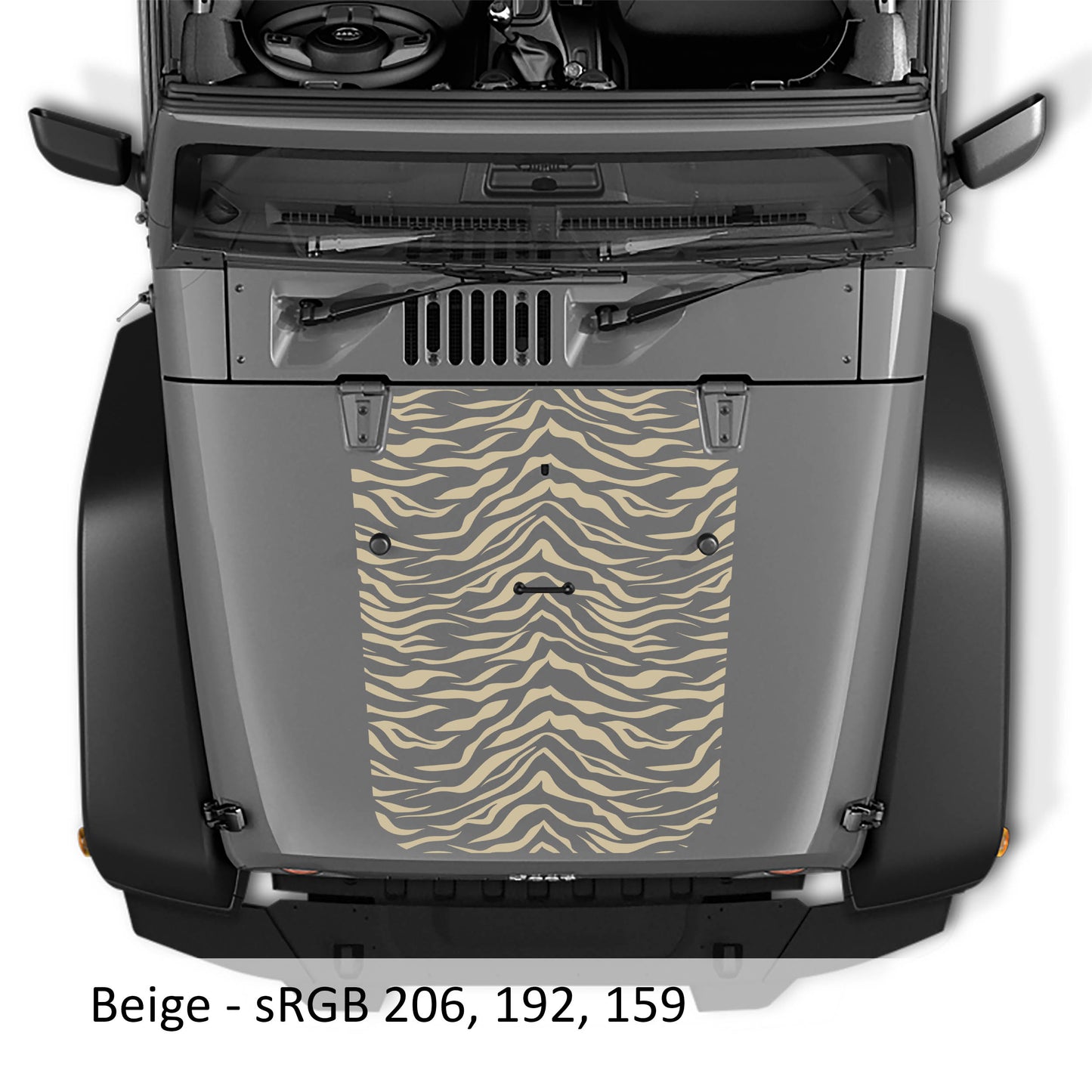 Tiger Print Blackout Vinyl Hood Decal - Fits 2007 - 2017 Jeep Wrangler JK/JKU Models