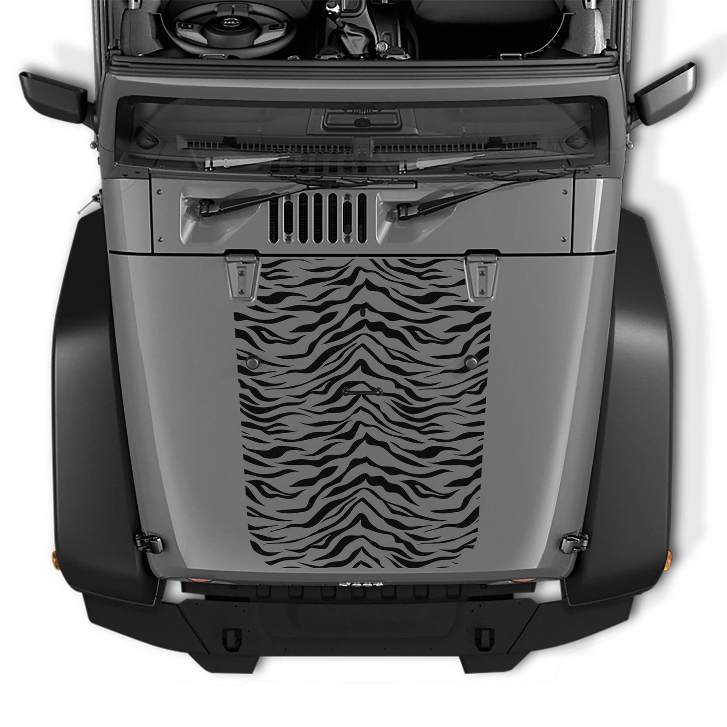 Tiger Print Blackout Vinyl Hood Decal - Fits 2007 - 2017 Jeep Wrangler JK/JKU Models