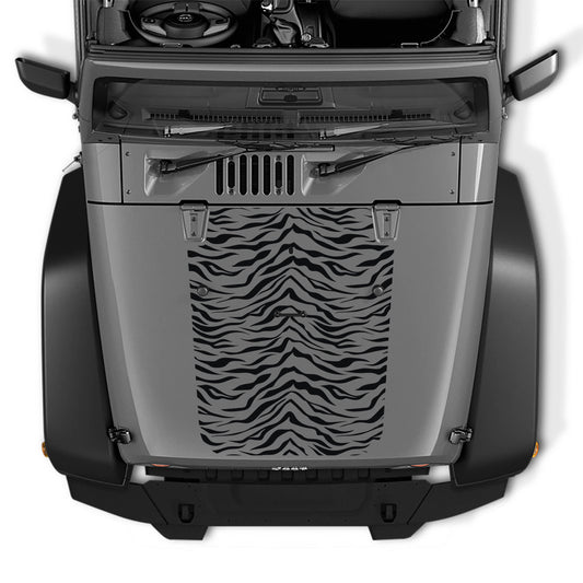 Tiger Print Blackout Vinyl Hood Decal - Fits 2007 - 2017 Jeep Wrangler JK/JKU Models