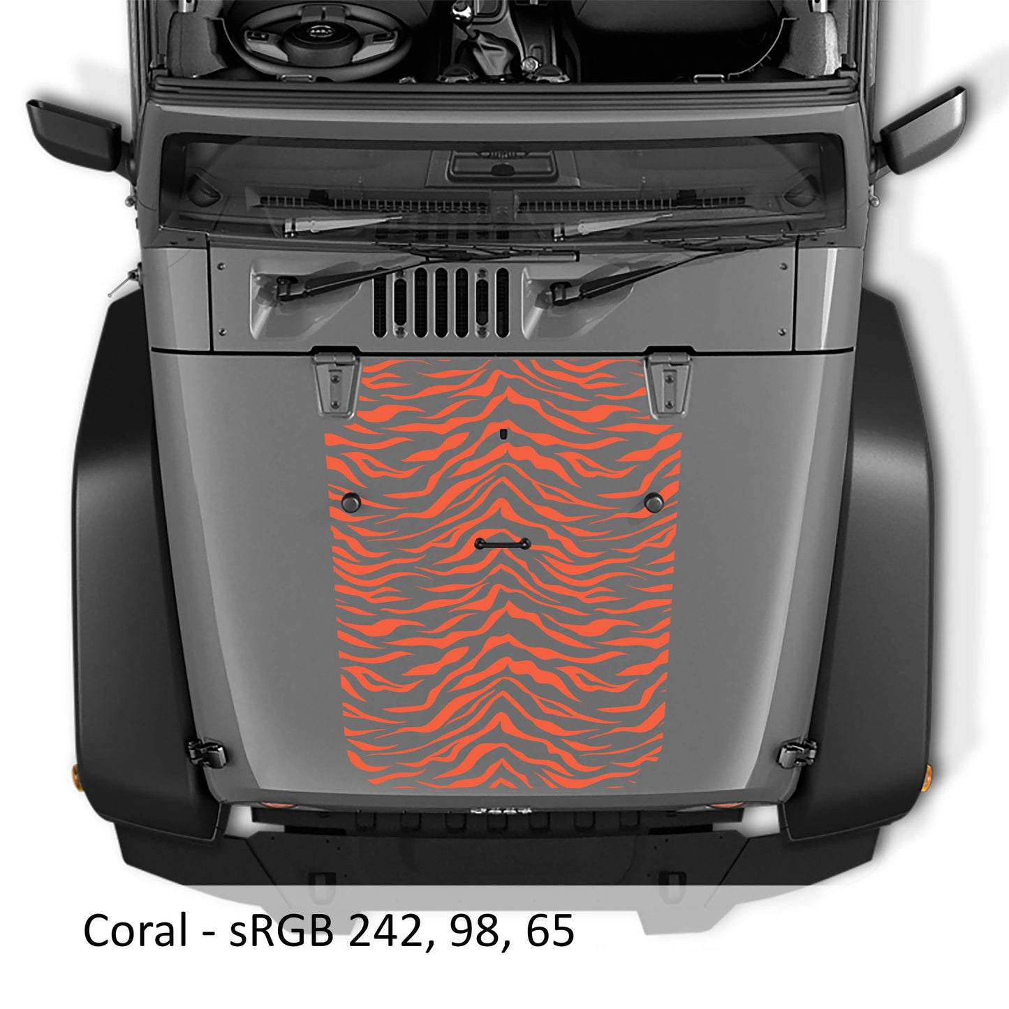 Tiger Print Blackout Vinyl Hood Decal - Fits 2007 - 2017 Jeep Wrangler JK/JKU Models