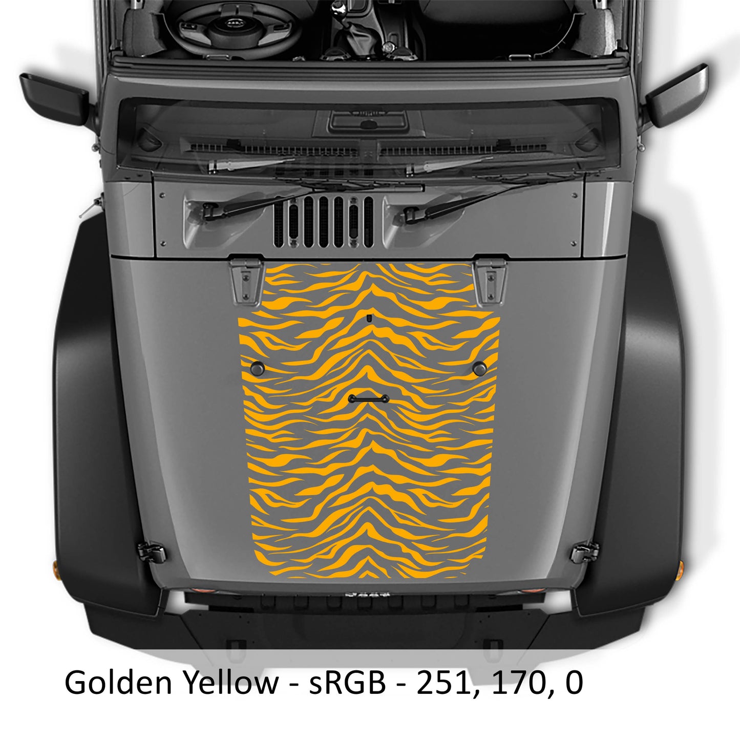 Tiger Print Blackout Vinyl Hood Decal - Fits 2007 - 2017 Jeep Wrangler JK/JKU Models