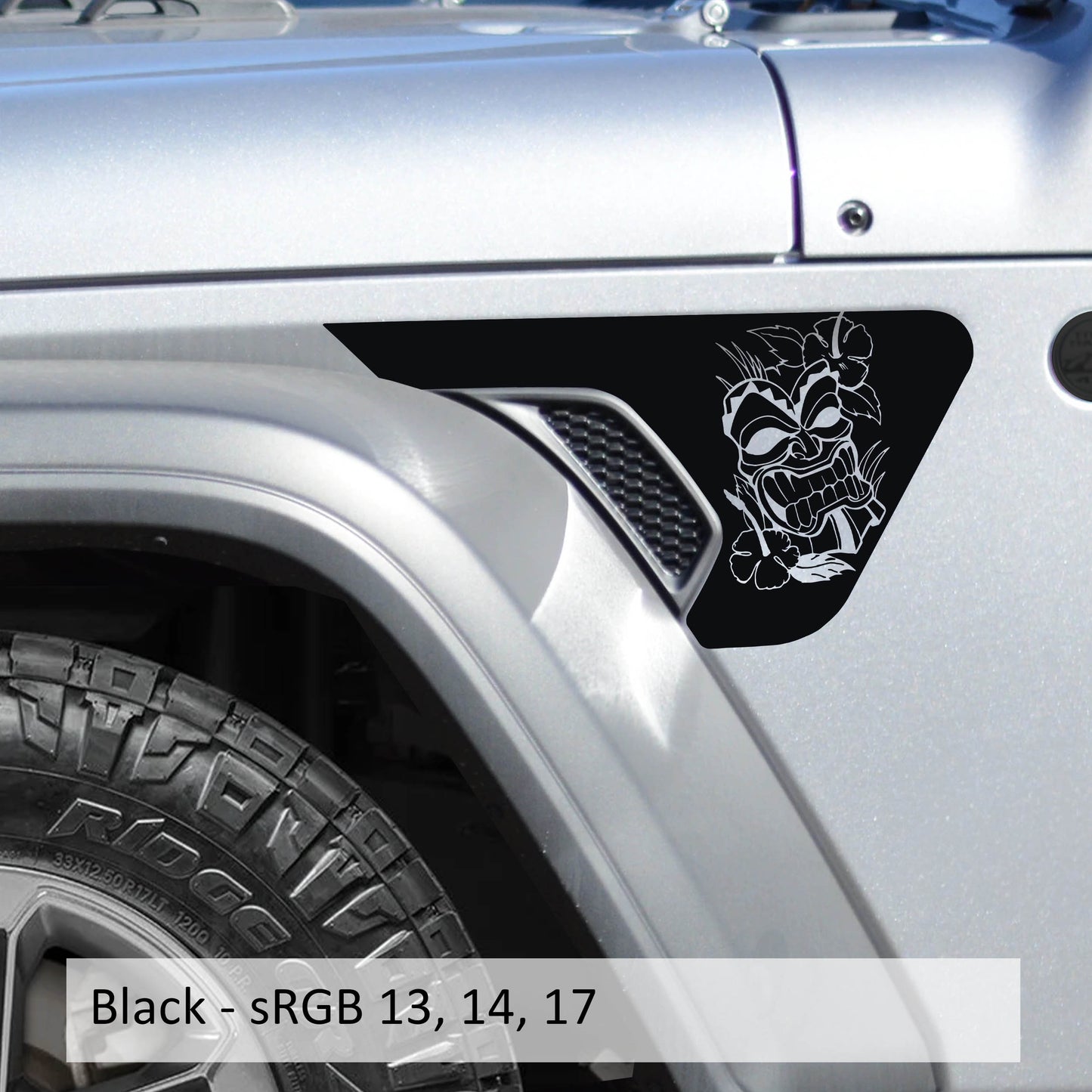 Tiki Island Mask Fender Vent Vinyl Transfer Decal - Fits Jeep Wrangler JL/Jeep Gladiator JT 2018+