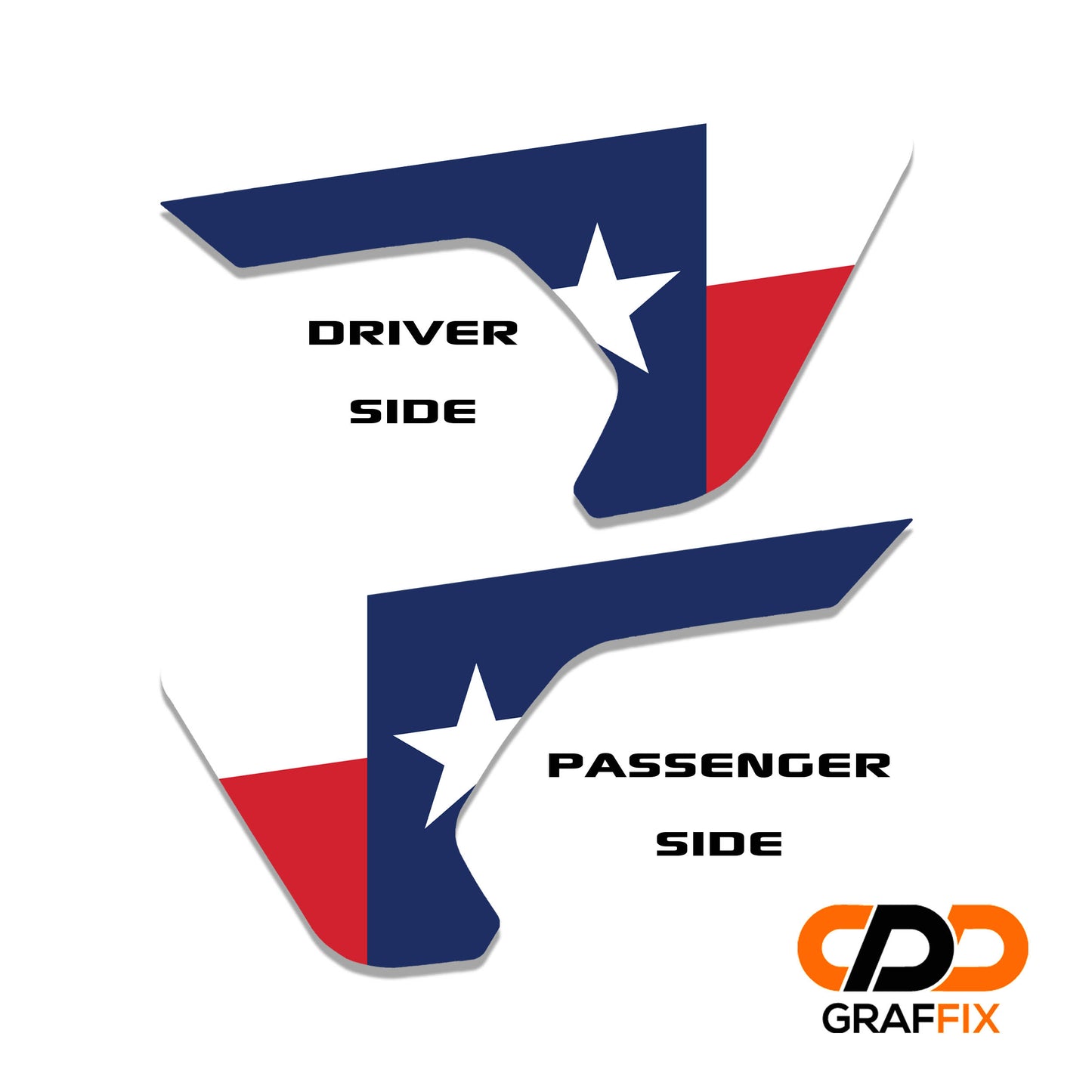 Texas Lone Star State Flag 2pc Vinyl Fender Decal - Fits Jeep Wrangler JL/Jeep Gladiator JT 2018+