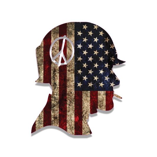 Rustic American Flag Vietnam Soldier Vinyl Sticker