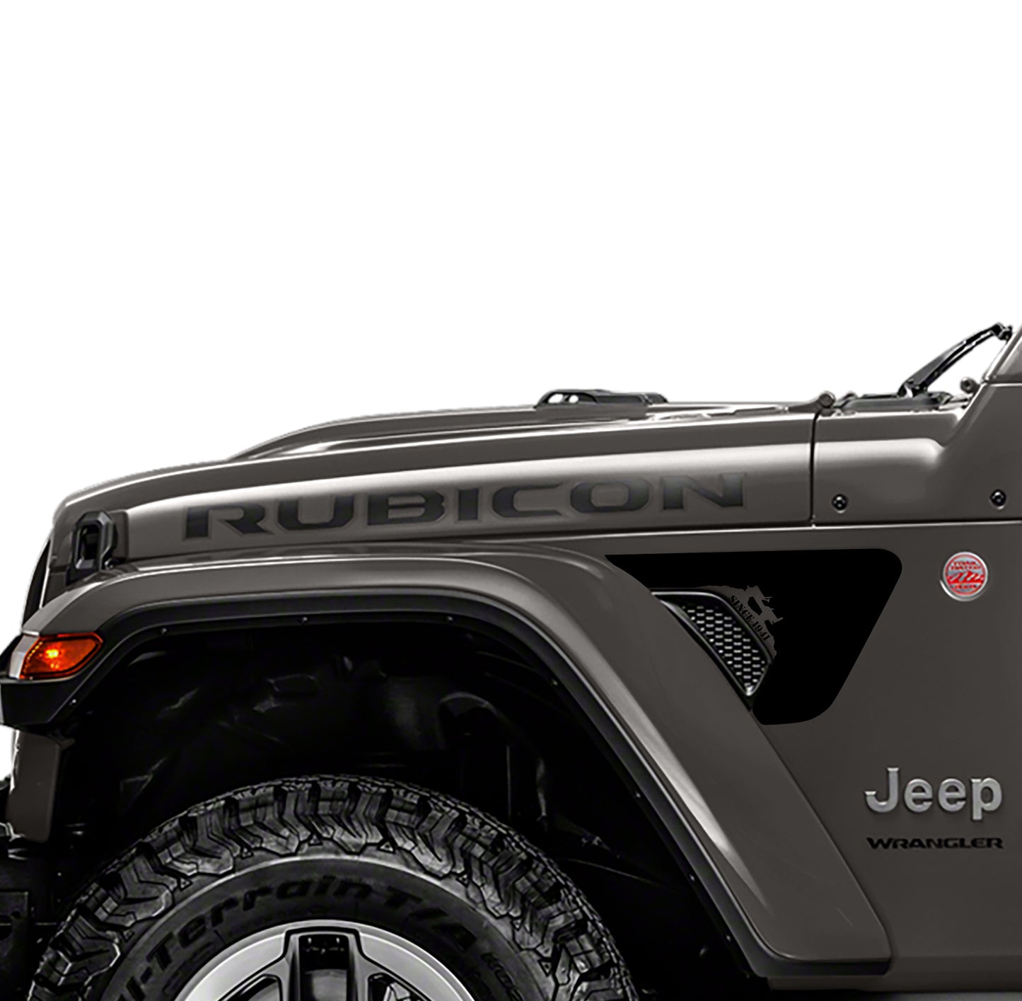Willys 1941 2pc Fender Vent Vinyl Transfer Decals for 18+ Wrangler JL JLU Gladiator JT