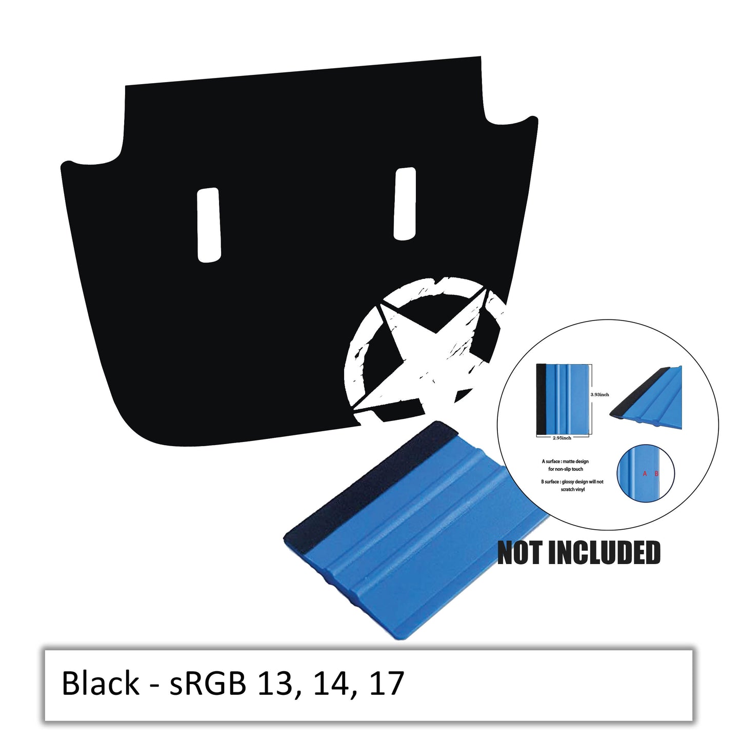 Distressed Alpha Romeo Military Star Blackout v2 Hood Decal Graphic - Fits JL/JT Sport/Sahara 2018-Present Models