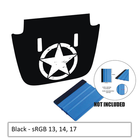 Distressed Alpha Romeo Military Star Blackout Hood Decal Graphic - Fits for 2018+ JL/JT Sport/Sahara/Overland/Willys Hoods