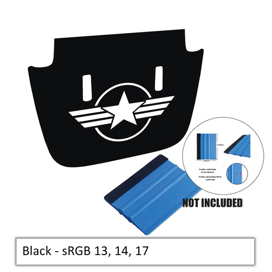 US Military Roundel Blackout Hood Vinyl Decal Graphic - Fits JL/JT Sport/Sahara 2018-Present Models