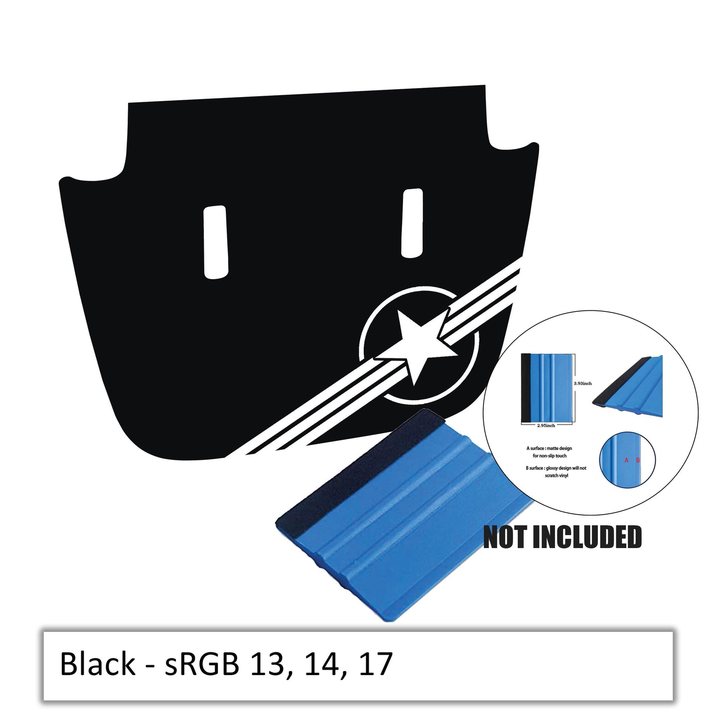 US Military Roundel v2 Blackout Hood Vinyl Decal Graphic - Fits JL/JT Sport/Sahara 2018-Present Models